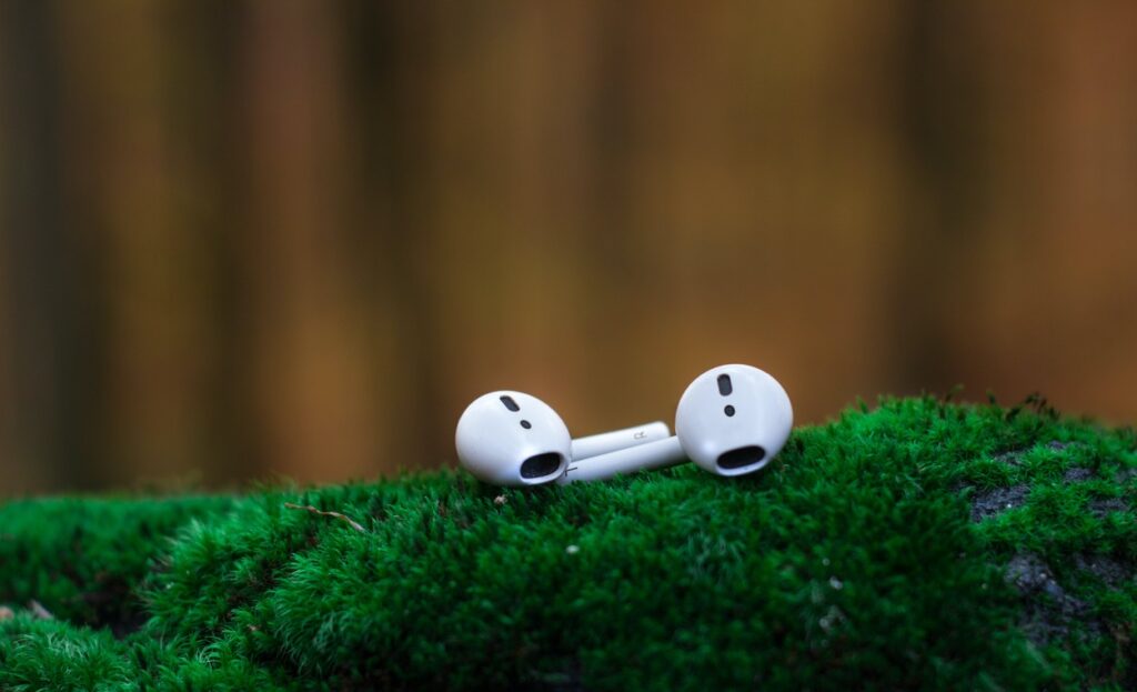Airpods on the green grass