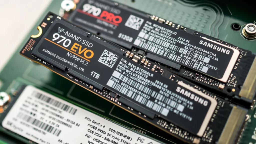 closeup macro shot of SSD cards