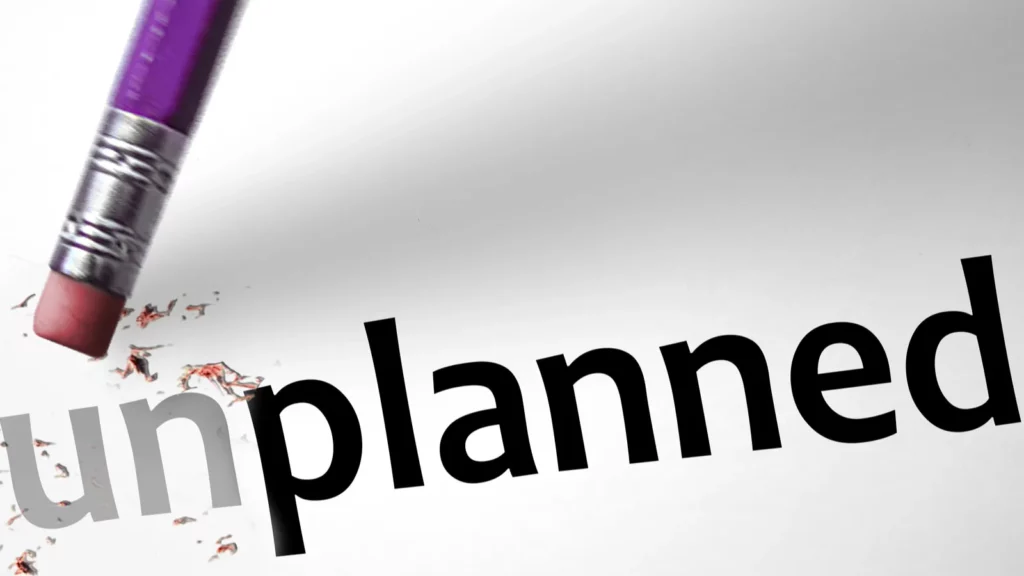 Eraser changing the word unplanned for planned