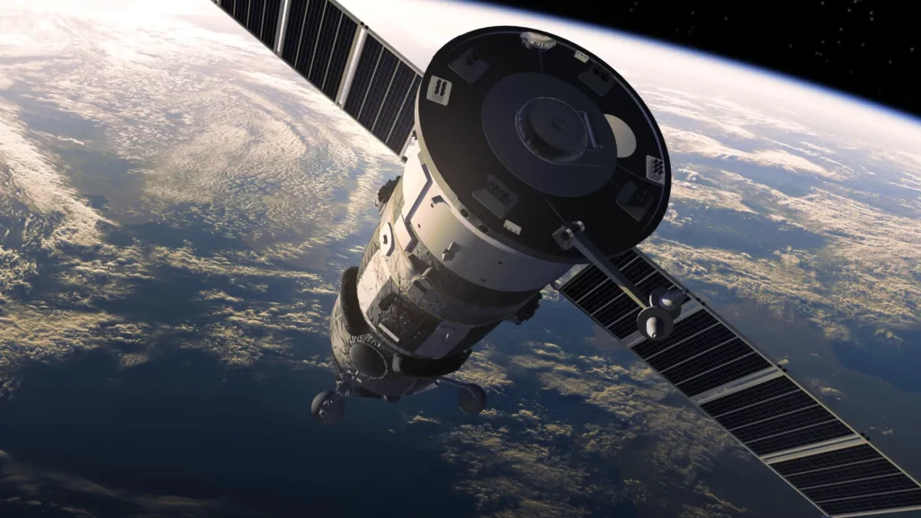 Cargo spacecraft in space 3d scene