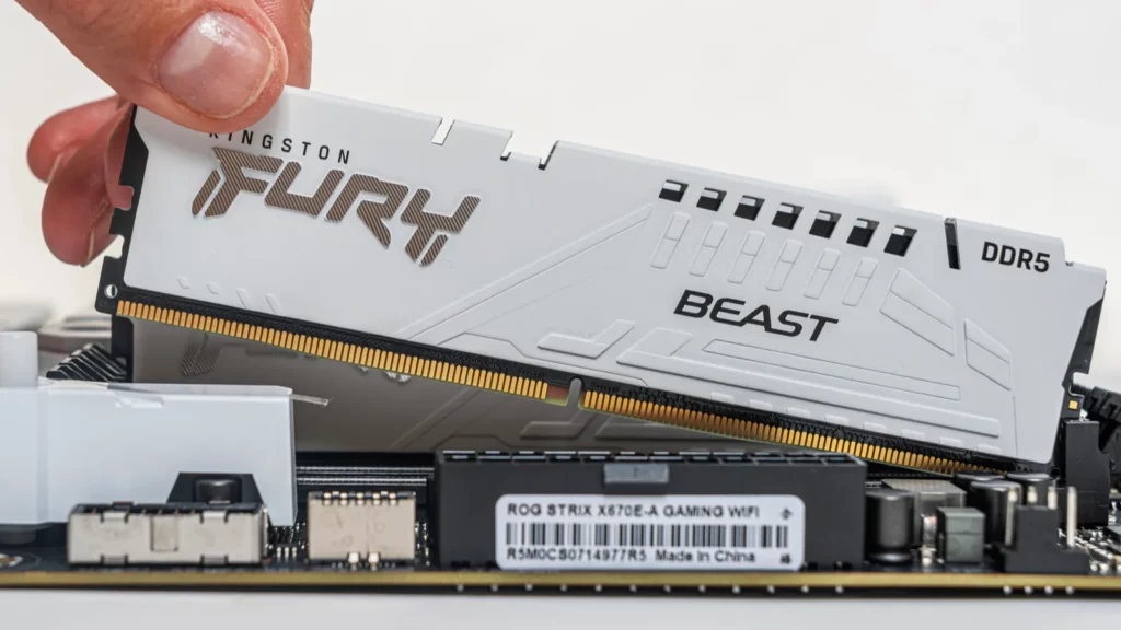 uzhgorod ukraine  august 28 2023 installing ddr5 ram kingston