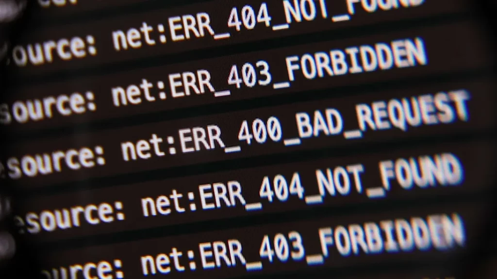 magnified view of http error codes on developer console screen